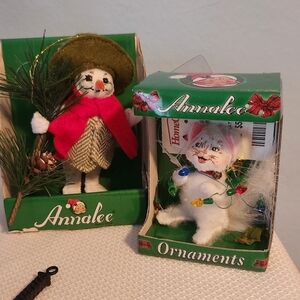 Annalee Kitten With Lights Alpine Snowman Christmas Tree Ornament Cat